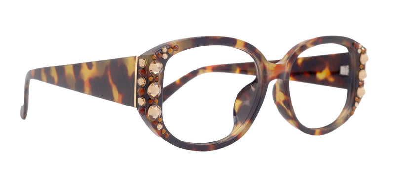 Petunia Bling Reading Glasses, Copper W Brown, Large Frame, High End Readers, Bifocal, Reading Sunglasses, Trendy Style, NY Fifth Avenue