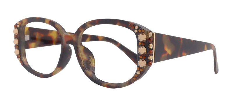 Petunia Bling Reading Glasses, Copper W Brown, Large Frame, High End Readers, Bifocal, Reading Sunglasses, Trendy Style, NY Fifth Avenue