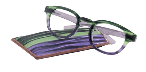 Sorbet Premium Reading Glasses High End Readers +1.25 .. +4.00 (Purple, Green Transparent) Round Optical Frames. NY Fifth Avenue.