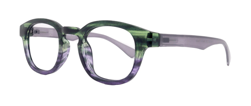 Sorbet Premium Reading Glasses High End Readers +1.25 .. +4.00 (Purple, Green Transparent) Round Optical Frames. NY Fifth Avenue.