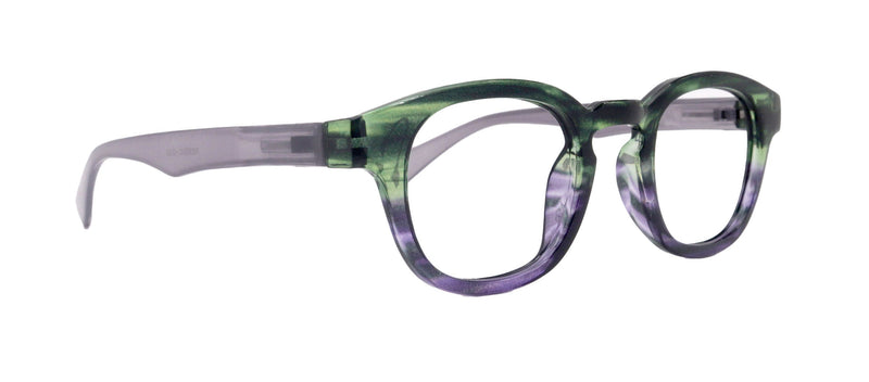 Sorbet Premium Reading Glasses High End Readers +1.25 .. +4.00 (Purple, Green Transparent) Round Optical Frames. NY Fifth Avenue.