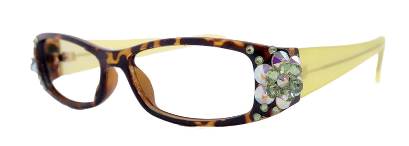 All Favorite, (Bling) Reading Glasses Women Adorned W European Crystals (Tortoise Brown) Frame +4 +4.5 +5 +6 NY Fifth Avenue.