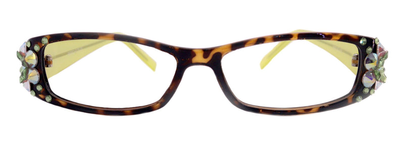 All Favorite, (Bling) Reading Glasses Women Adorned W European Crystals (Tortoise Brown) Frame +4 +4.5 +5 +6 NY Fifth Avenue.