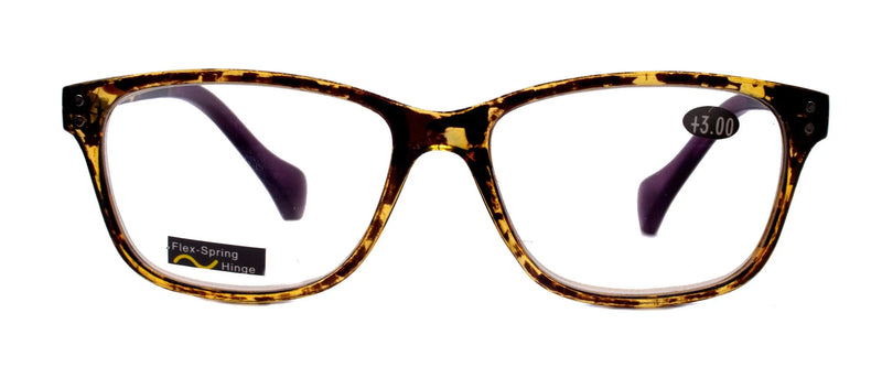 Milan, (Premium) Reading Glasses HighEnd Reader +1.25..+3 Magnifying Optical Square Style Tortoise Brown n (Purple) NY Fifth Avenue