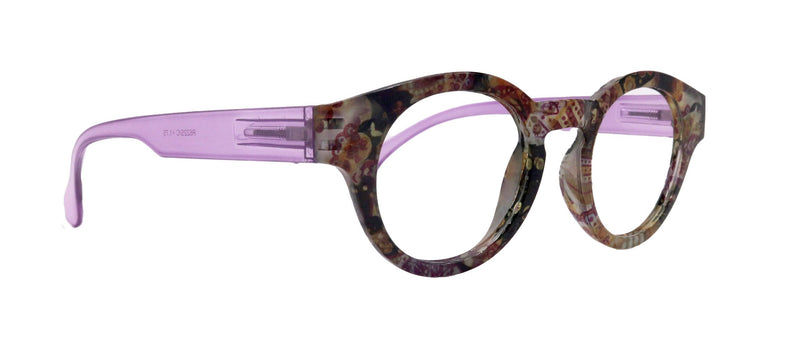 Selene Premium Reading Glasses High End Readers +1.25 .. +3.00 (Purple Paisley ) Round Optical Frames. NY Fifth Avenue.