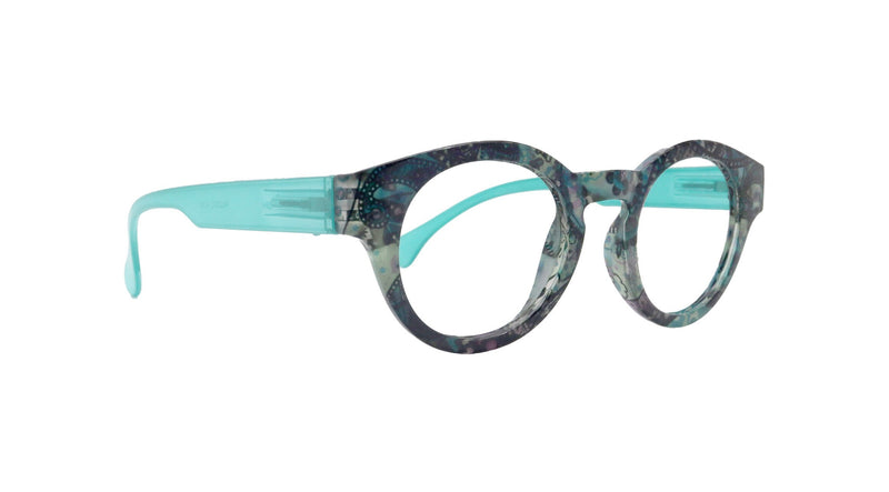 Selene Premium Reading Glasses High End Readers +1.25 .. +3.00 +4.00 (Turquoise) Round Optical Frames. NY Fifth Avenue.