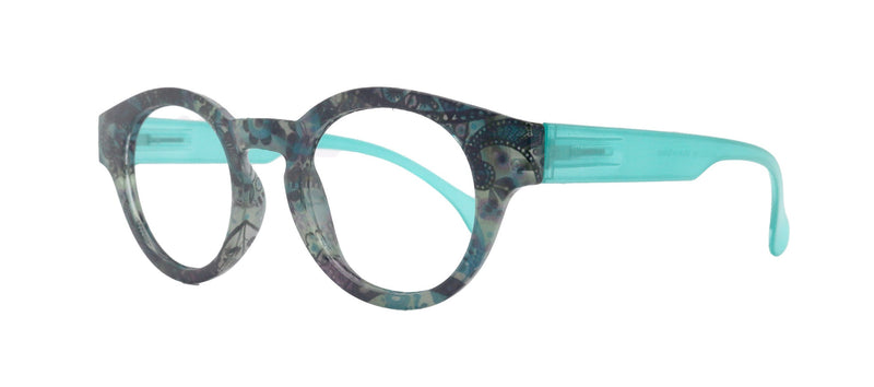 Selene Premium Reading Glasses High End Readers +1.25 .. +3.00 +4.00 (Turquoise) Round Optical Frames. NY Fifth Avenue.