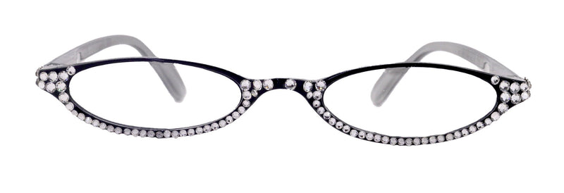 The Marvelous, (Bling) Women Reading Glasses W (Full Bottom) (Clear) European Crystals (Black) +1.50..+3.00 Lower Nose, NY Fifth Avenue