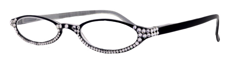 The Marvelous, (Bling) Women Reading Glasses W (Full Bottom) (Clear) European Crystals (Black) +1.50..+3.00 Lower Nose, NY Fifth Avenue