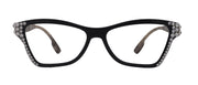 Avian, (Bling) Women Reading Glasses w (Clear) Genuine European Crystals, Magnifying Cat Eye (Black) NY Fifth Avenue