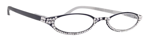 The Marvelous, (Bling) Women Reading Glasses W (Full Bottom) (Clear) European Crystals (Black) +1.50..+3.00 Lower Nose, NY Fifth Avenue