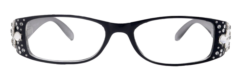 Merkel, (Bling) Diamond Crystal Bling Women Reading Glasses, Adorned w (Clear) Genuine European Crystals (Rectangular) NY Fifth Avenue.