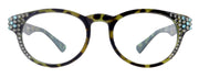 Brook, (Line Bifocal) Bling Reading Glasses, W Black Diamond N Blue Genuine European Crystals +1.25 to +3 (Tortoise Blue) NY Fifth Avenue