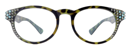 Brook, (Line Bifocal) Bling Reading Glasses, W Black Diamond N Blue Genuine European Crystals +1.25 to +3 (Tortoise Blue) NY Fifth Avenue