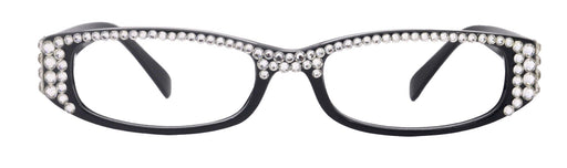 Elise, Bling Reading Glasses For Women W Full Top (Clear)Genuine European Crystals rectangular (Black) +1.25 ..+3, NY Fifth Avenue.