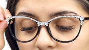 Cattitude Bling Reading Glasses 4 Women W Clear on Top Genuine European Crystals, Magnifying Cat Eye NY Fifth Avenue