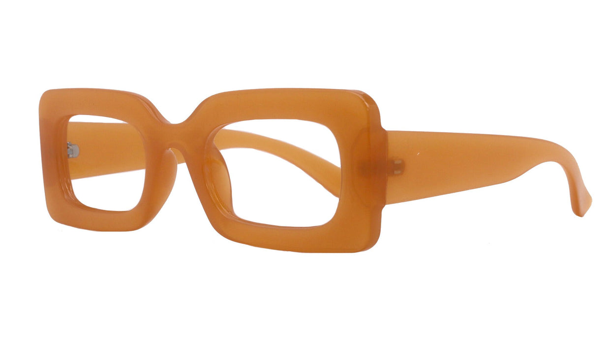 Premium Reading Glasses, High End Readers +1.25..+3 Magnifying Glasses ORANGE Rectangular NY Fifth Avenue