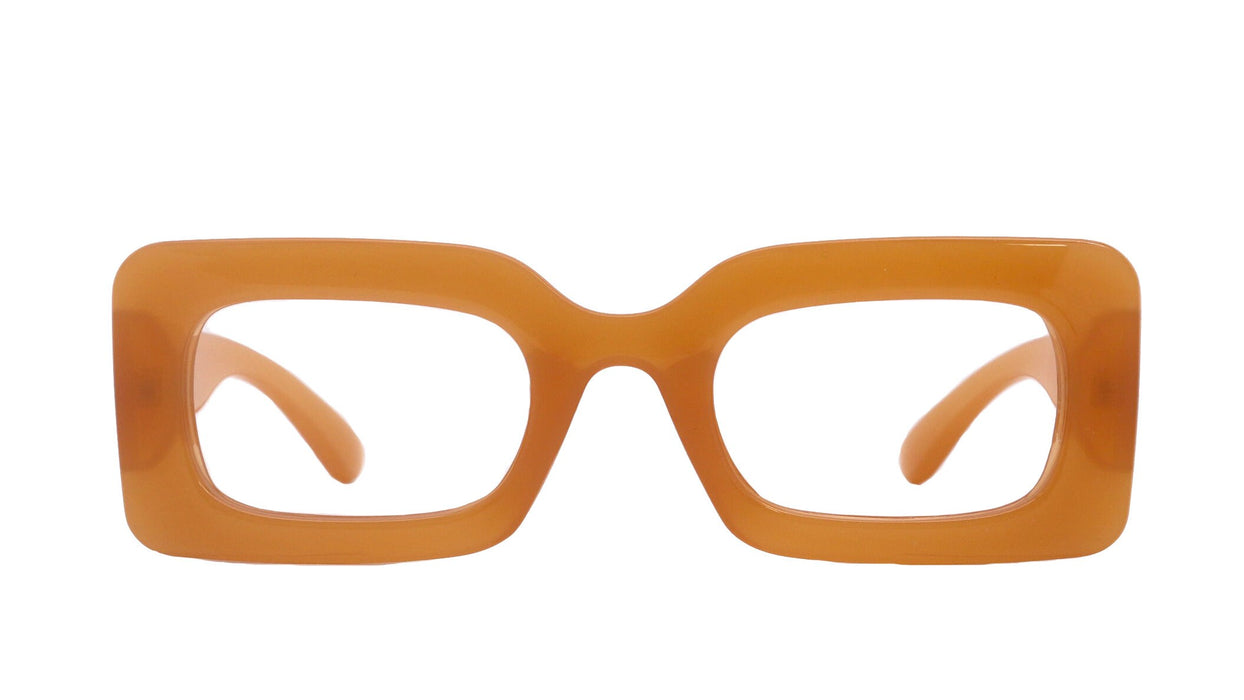 Premium Reading Glasses, High End Readers +1.25..+3 Magnifying Glasses ORANGE Rectangular NY Fifth Avenue