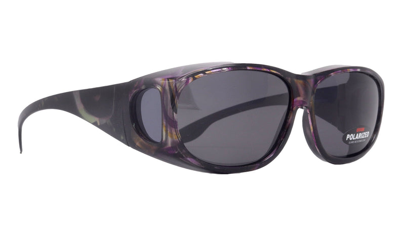 Explorer, (Fit Over) Glasses, Rectangular Polarized Sunglasses 1.1mm 100% UVA UVB Prot (Grey Purple) Frame (Smoke Grey) Lens NY Fifth Avenue