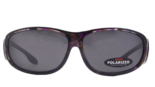 Explorer, (Fit Over) Glasses, Rectangular Polarized Sunglasses 1.1mm 100% UVA UVB Prot (Grey Purple) Frame (Smoke Grey) Lens NY Fifth Avenue
