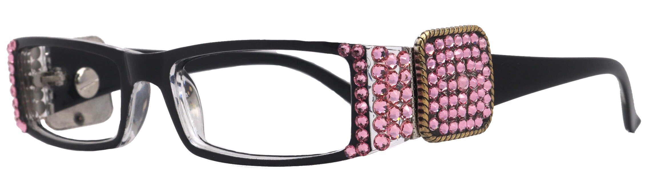 The Medallion, (Bling) Reading Glasses for Women Black W (Light Rose Genuine European Crystals Western Concho NY Fifth Avenue