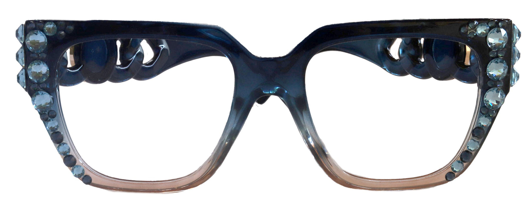 Belleville, Bling Line Bifocal OR Non-Bifocal Reading Glasses, Women Readers, W European crystals, Square optical Frames