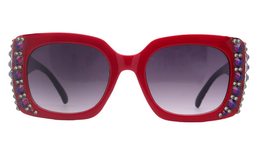 Tokyo Line Bifocal, Reading Sunglasses Bling Reading Glasses, Red With Volcano European Crystals, Large Frame, Trendy Style, NY Fifth Avenue
