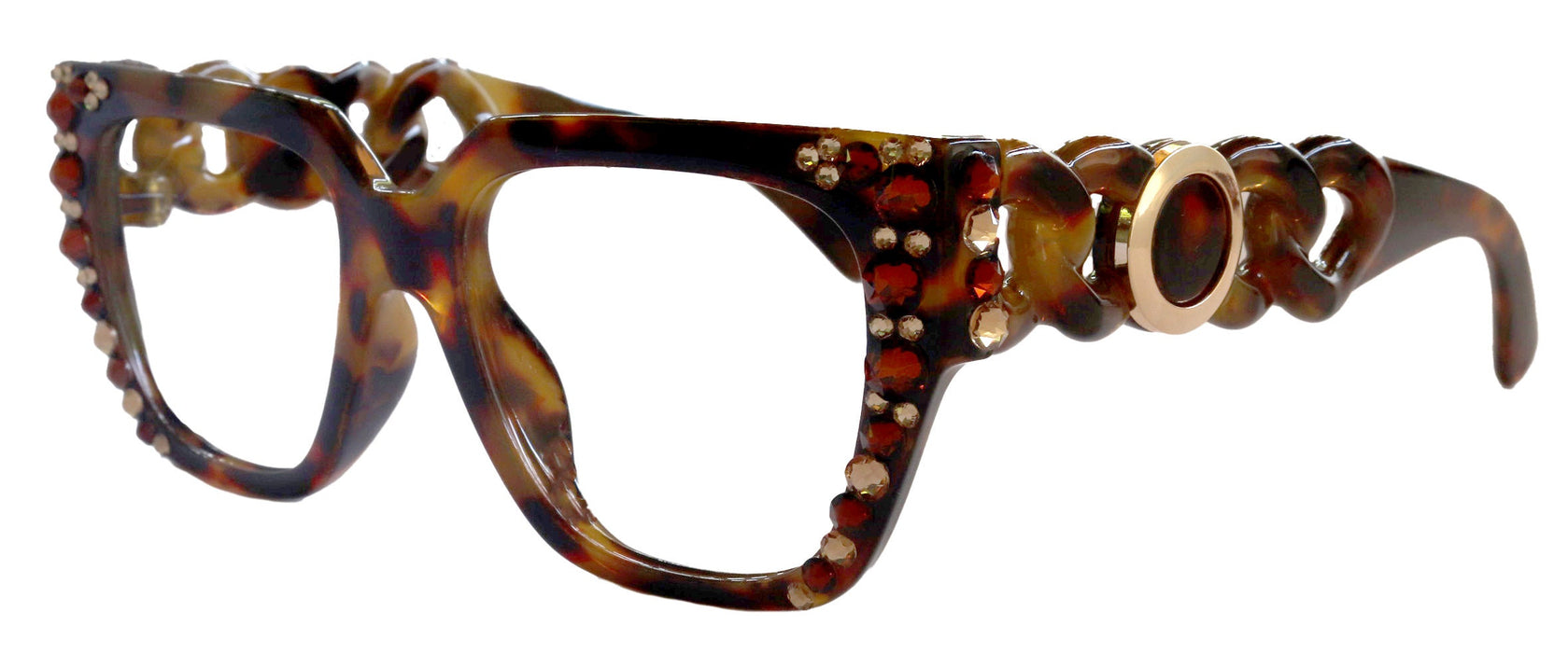 Belleville, Bling Line Bifocal OR Non-Bifocal Reading Glasses, Women Readers, W European crystals, Square optical Frames