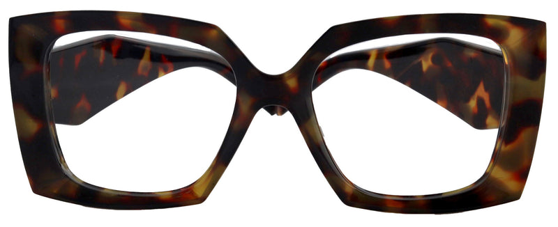 Penelope Oversized Tortoiseshell Reading Glasses – Large Square Women’s Readers, High-End Magnifying Eyeglasses