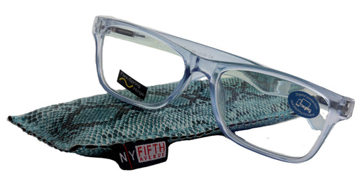 Sophie (Blue Light Glasses) (Blue Blocker) Reduce Eyestrain, A/R Anti Glare. +1.25..+3.00 Square (Transparent Blue) NY Fifth Avenue.