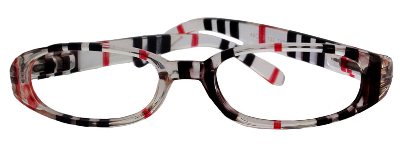 Isabella, (Premium) Reading Glasses, Fashion Reader (Stripes) +1.25 +6 High Magnification, Oval, NY Fifth Avenue (Wide Frame)