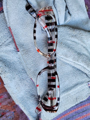 Isabella, (Premium) Reading Glasses, Fashion Reader (Stripes) +1.25 +6 High Magnification, Oval, NY Fifth Avenue (Wide Frame)