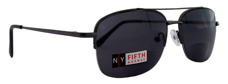 Benjamin, High-End Line Bifocal (Clear On Top) Sun Readers Unixes Readers Sunglasses (Black) Metal, NY Fifth Avenue