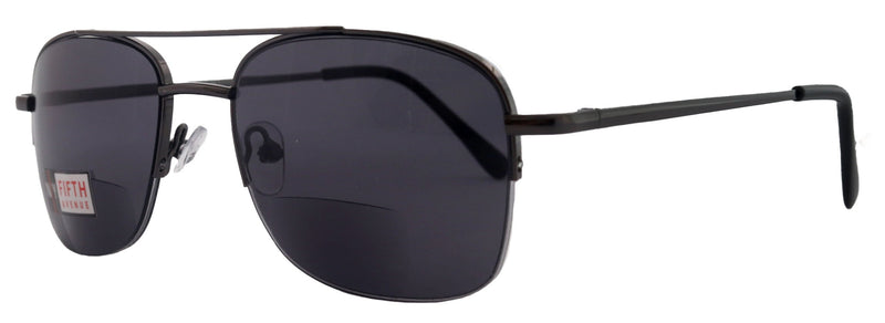 Benjamin, High-End Line Bifocal (Clear On Top) Sun Readers Unixes Readers Sunglasses (Black) Metal, NY Fifth Avenue