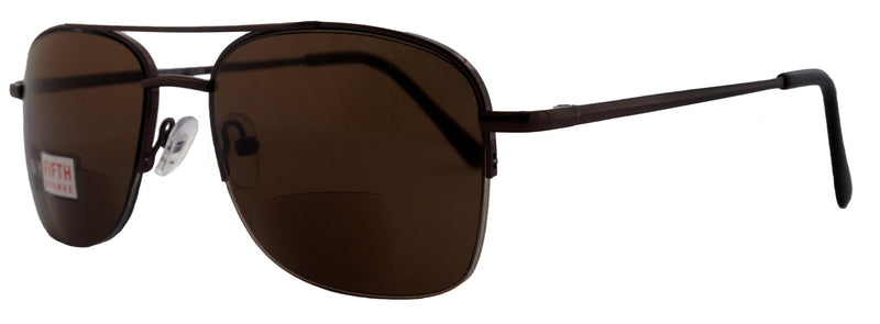 Benjamin, High-End Line Bifocal (Clear On Top) Reading Sunglasses Unixes Readers Sunglasses (Brown) Metal, NY Fifth Avenue