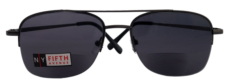 Benjamin, High-End Line Bifocal (Clear On Top) Sun Readers Unixes Readers Sunglasses (Black) Metal, NY Fifth Avenue