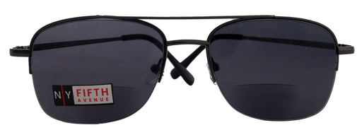 Benjamin, High-End Line Bifocal (Clear On Top) Sun Readers Unixes Readers Sunglasses (Black) Metal, NY Fifth Avenue
