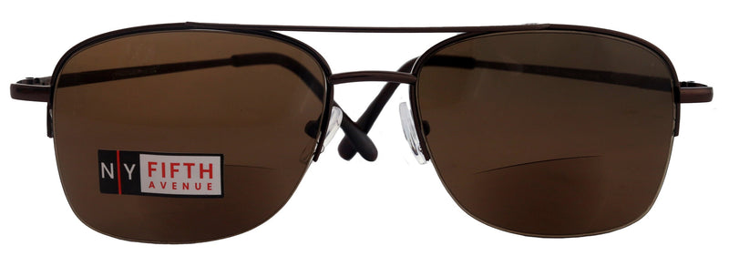 Benjamin, High-End Line Bifocal (Clear On Top) Reading Sunglasses Unixes Readers Sunglasses (Brown) Metal, NY Fifth Avenue