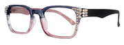 Leo, Bling (Blue Light Glasses) w Clear N AB European Crystals, Premium Blue Ray Blocking, Amber Lens, Square (Blue, Pink)