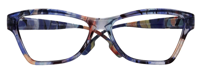 Avian, (Premium) Reading Glasses, High-End Reader +1.25 to +3 Magnifying Eyeglass, Cat Eye (Blue n Blue) Feather Pattern. NY Fifth Avenue