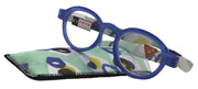 Carnival, Round Reading Glasses for Women (Blue) frames with colorful pattern: +1.25 +3 NY Fifth Avenue