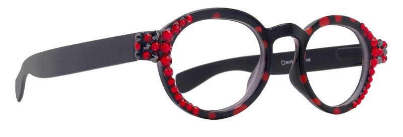 Dotty Chic, Bling Round Reading Glasses for Women Black frames with polka-dot pattern Genuine European Crystals +1.25 +3 NY Fifth Avenue