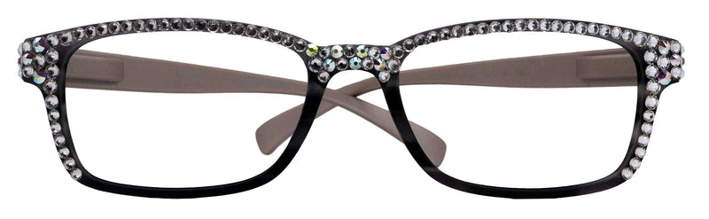 Olivia, (Bling) Women Reading Glasses Adorned with (Full Top) (Clear) Genuine European Crystals. (Black, Grey) Square, NY fifth avenue.