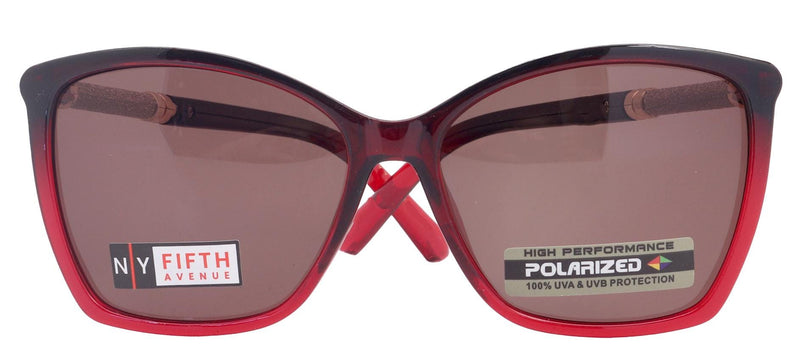 Andalusia, (Polarized) Women Sunglasses, 1.1mm Polarized L. Grey Lenses, 100% UVA-B Protection (Two tone Red) (Rose Gold) NY Fifth Avenue