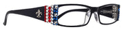 The French, (Bling) (Fleur De Lis) Women Reading Glasses W Patriotic Red, White n Blue USA Flag NY Fifth Avenue