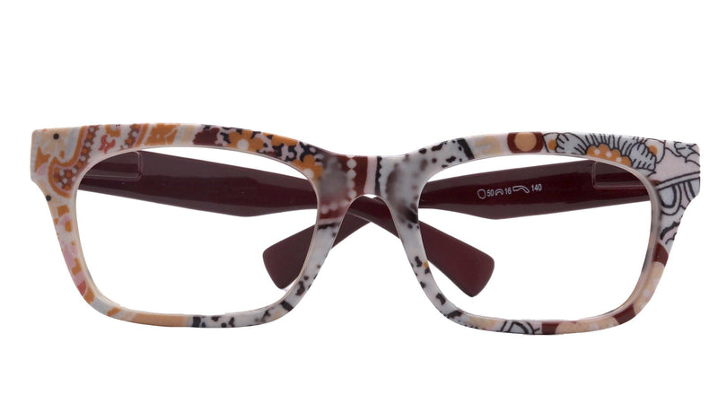 Jigsy, (Premium) Reading Glasses, High End Fashion Reader,+1.25 to +3 Magnifiers, (Brown) Flower Print, Square Frame. NY Fifth Avenue