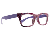 Jigsy, (Premium) Reading Glasses, High End Fashion Reader,+1.25 to +3 Magnifiers, (Purple) Flower Print, Square Frame. NY Fifth Avenue