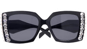 Penelope, Bling Women's Sunglasses, Handmade with Clear Genuine European Crystals, (Black ) Square. 100% UV Protection. NY Fifth Avenue