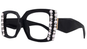 Penelope, Bling Reading Glasses for Women, Handmade with Clear Genuine European Crystals, Black, Square. NY Fifth Avenue”
