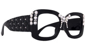 Vivienne, Bling Reading Glasses for Women, Handmade with Clear Genuine European Crystals, Black, Square. NY Fifth Avenue”